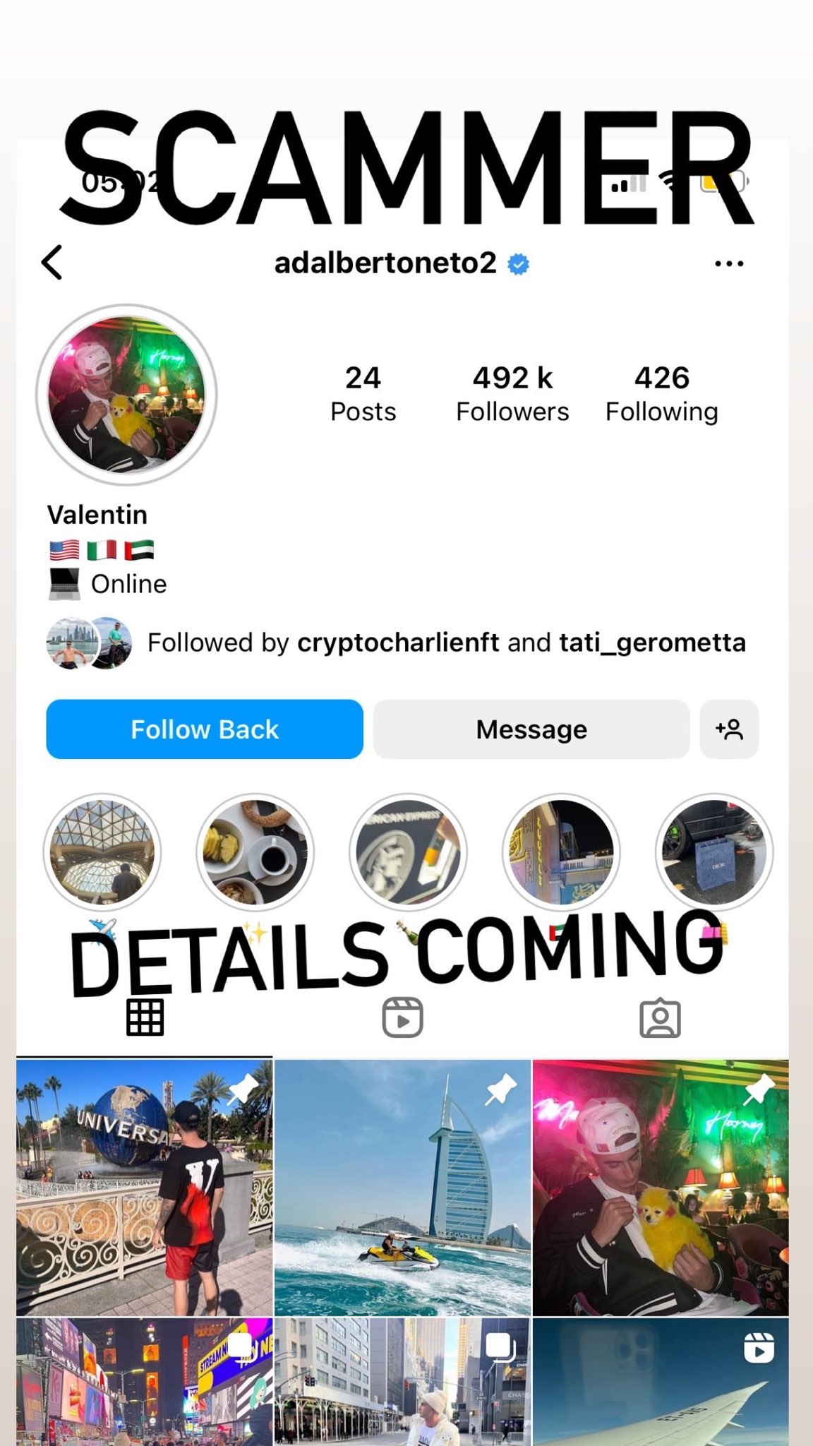 crypto scammer valentin - @ adalbertoneto2 - on instagram - love hate inu ceo يحارب مرة أخرى