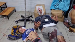 وصول الشهداء والجرحى لمستشفى كمال عدوان بعد ارتكاب الاحتلال مجزرتي الفاخورة وتل الزعتر