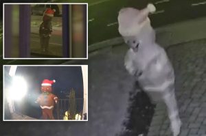 يحاول “رجل خبز الزنجبيل” المخيف والقابل للنفخ الدخول إلى منزل شخص غريب في فيرجينيا