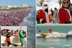 قم بركوب الأمواج يا سانتا! وصل المئات من راكبي الأمواج الاحتفاليين إلى شاطئ فلوريدا