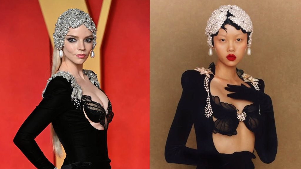 أنيا تايلور-جوي ترتدي فستاناً من ماركة Miss Sohee الناشئة في حفل توزيع جوائز الأوسكار لـ Vanity Fair