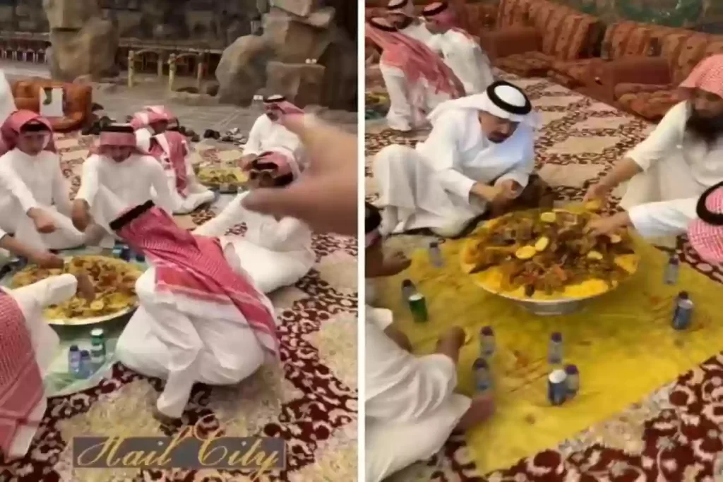 مفاجأة بين معزب وضيوفه منهم ويأمرهم يأكلون من جميع الصحون