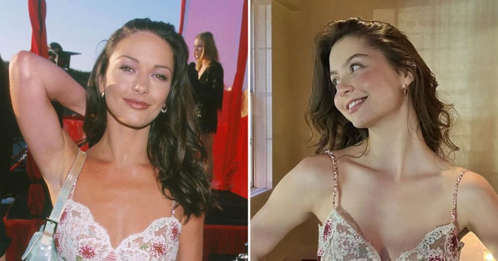 ابنة كاثرين زيتا جونز كاريس، 21 عاما، هي صورتها المرآة في هذا الفستان الشهير عام 1999