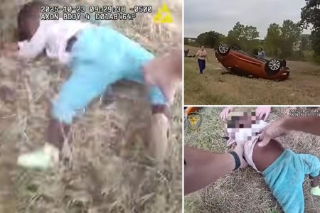 رجال الشرطة الأبطال والمارة يسحبون طفلة من سيارة مقلوبة في فيديو كاميرا الجسم الذي يدق القلب: “ليس لديها نبض!”