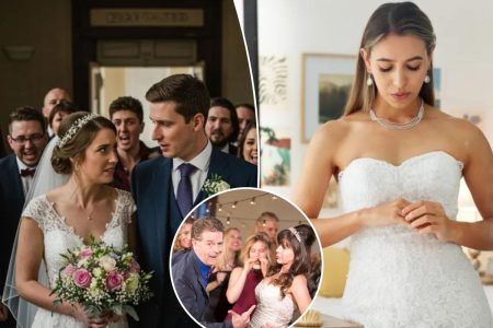 عَرُوسٌ تَلْتَقِطُ صُورَةَ امْرَأَةٍ غَرِيبَةٍ فِي صُوَرِ زِفَافِهَا قَبْلَ اكْتِشَافٍ مُدْهِشٍ.