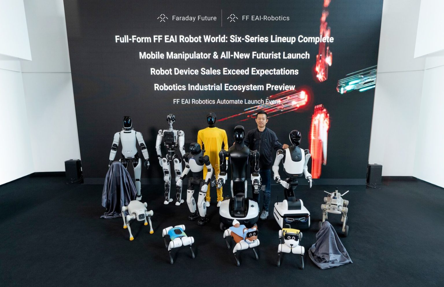 فاراداي فيوتشر تكشف عن المرحلة الثانية من عالم FF EAI Robot World وتطلق روبوتاً بشرياً جديداً ومنظومة روبوتات صناعية متكاملة